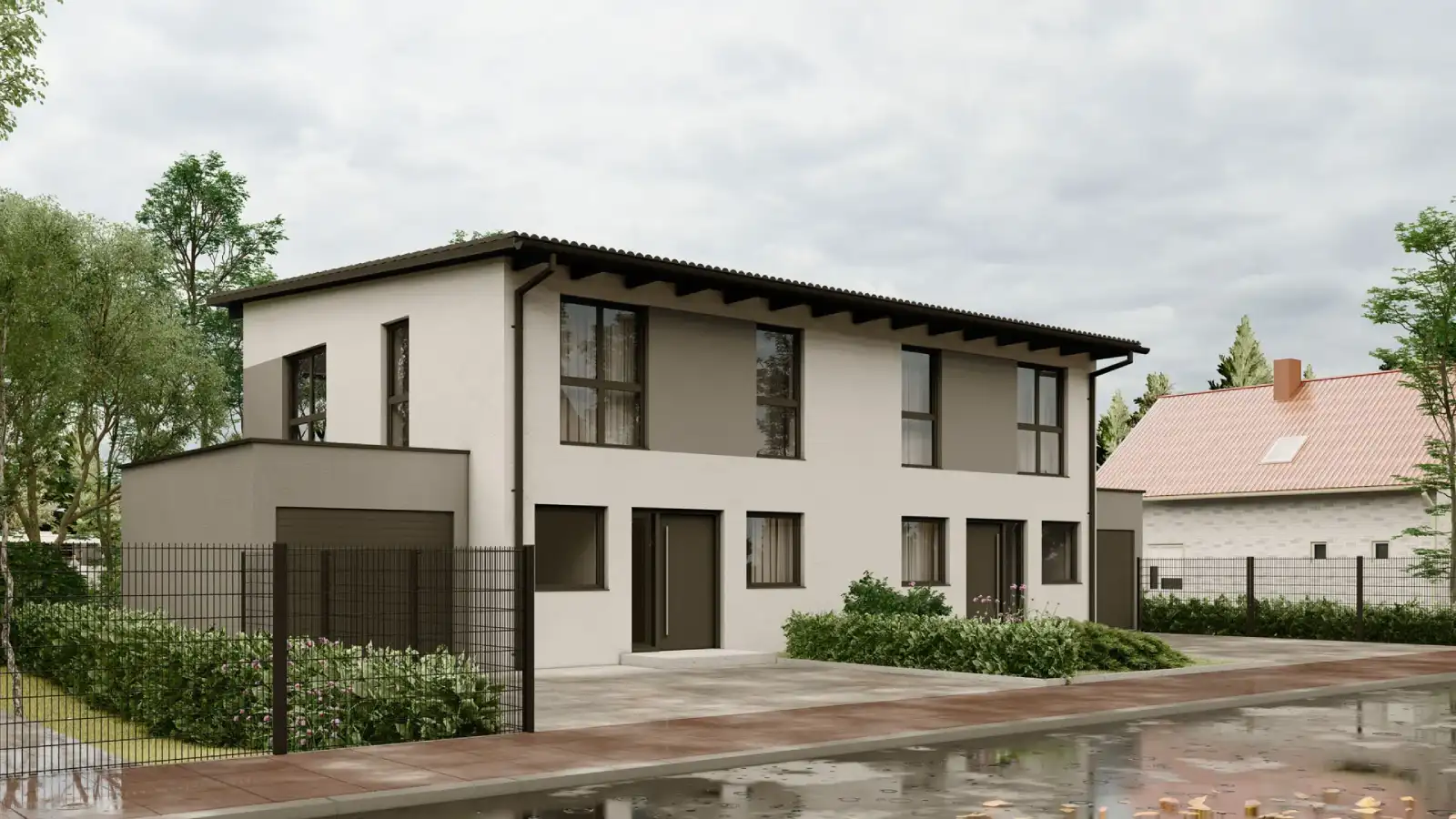 Casa prefabricada adosada hedera delantera 2 plantas