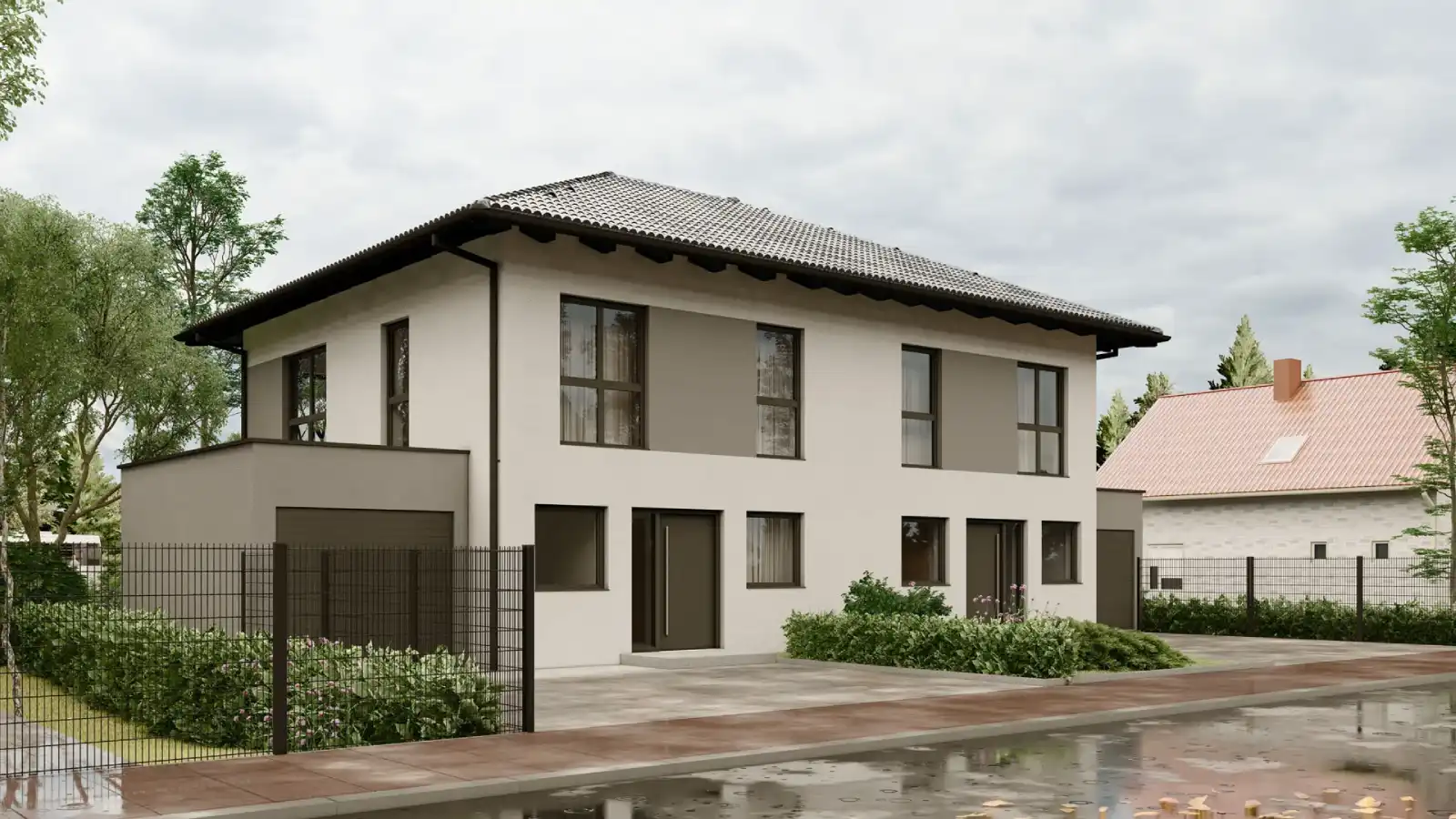 Casa prefabricada adosada hedera lateral 4 aguas