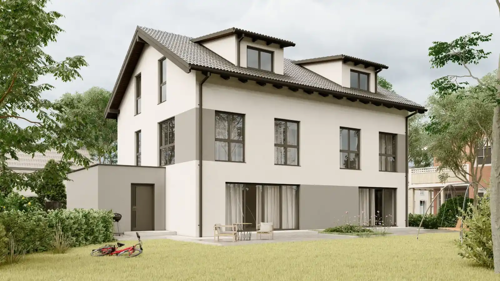 Casa prefabricada adosada hedera trasera 3 plantas