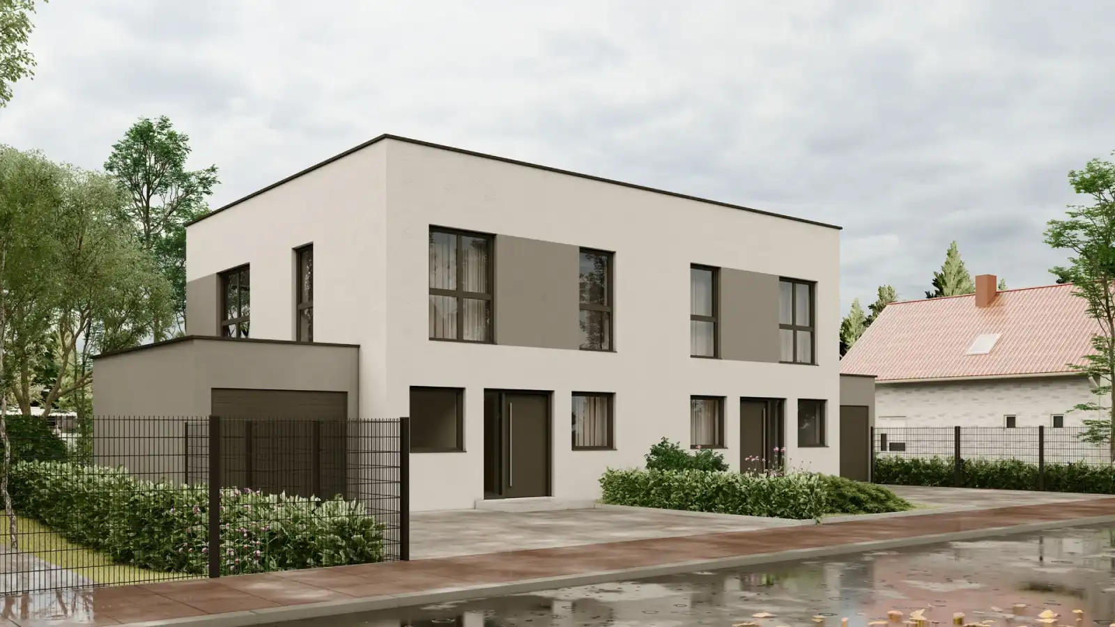 Casa prefabricada adosada lateral