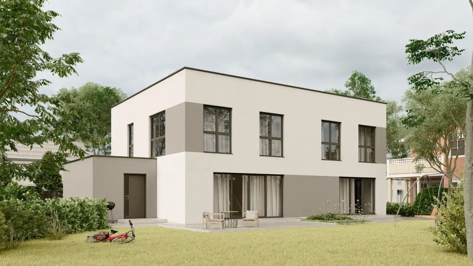 Casa prefabricada adosada trasera