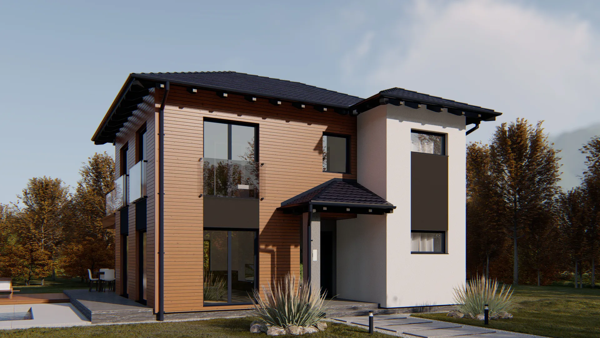 Parte delantera de la casa prefabricada neptun