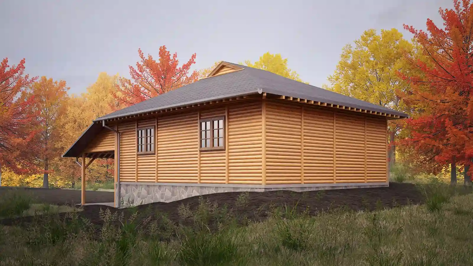 Bungalow de madera prefabricado ŠKRINJA Vista posterior