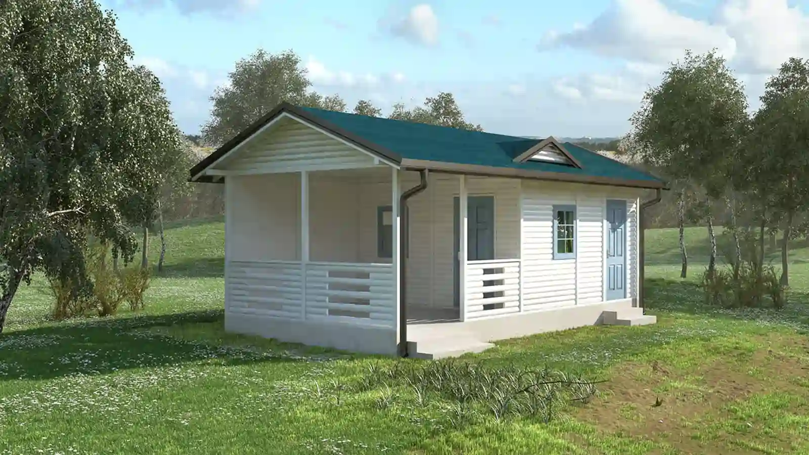 Bungalow prefabriado de madera Laguna blanco