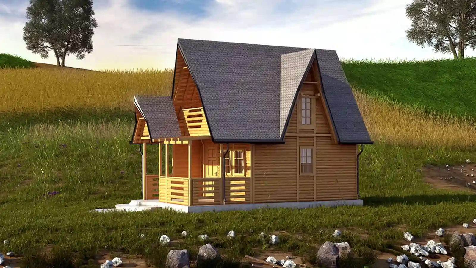 Bungalow prefabricado Blic vista lateral