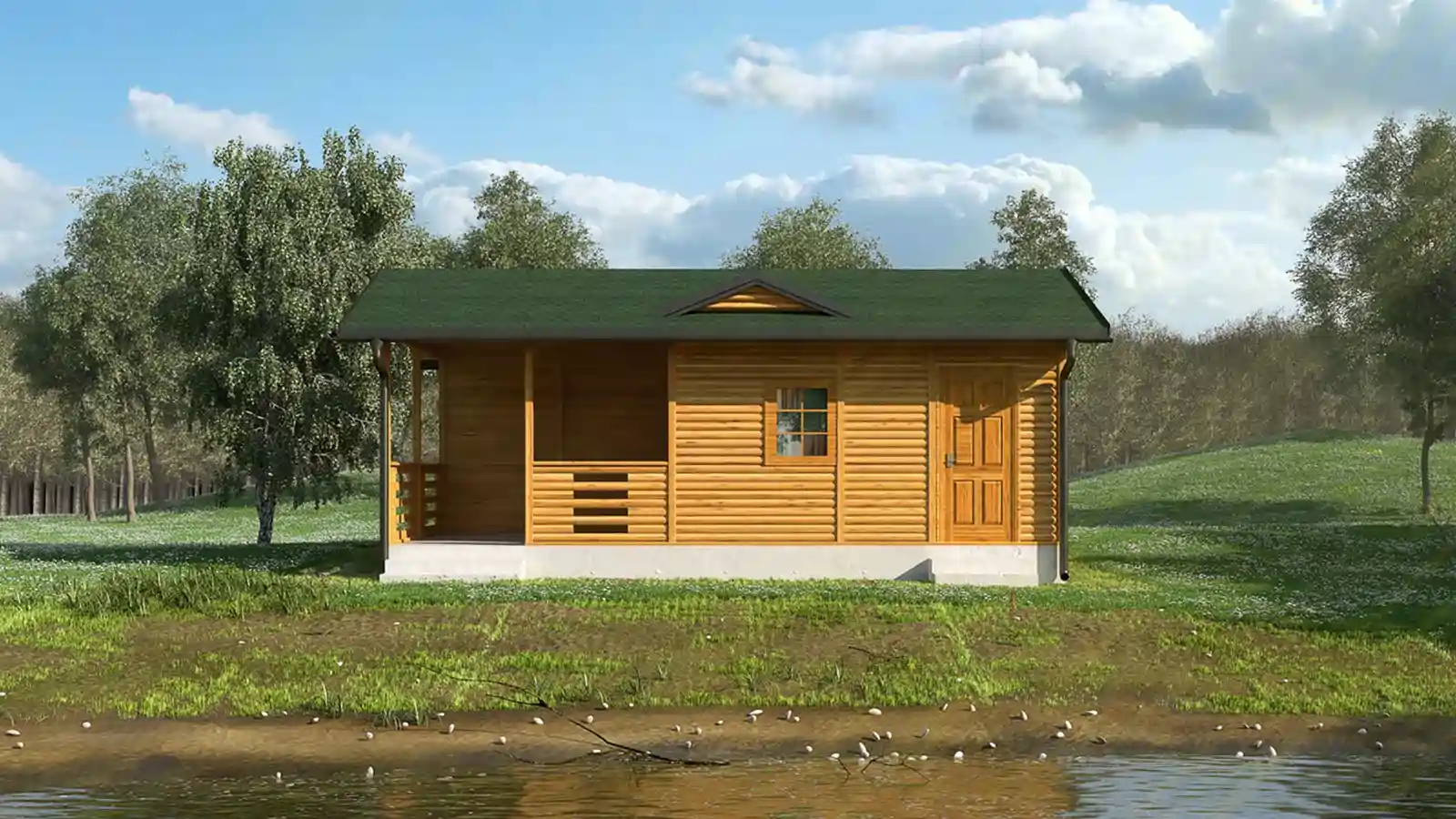 Bungalow prefabricado Laguna vista lateral
