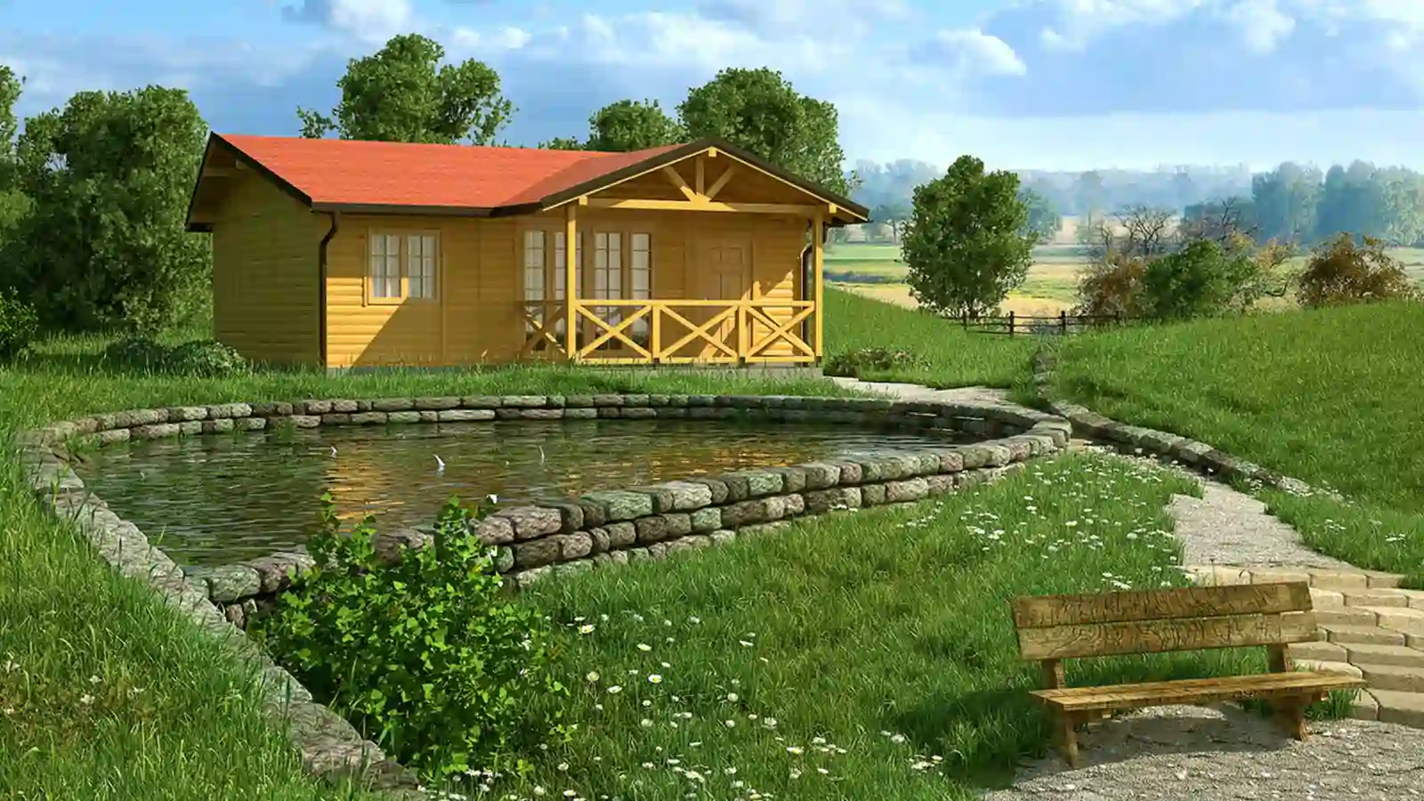 Bungalow prefabricado Lena Vista frontal