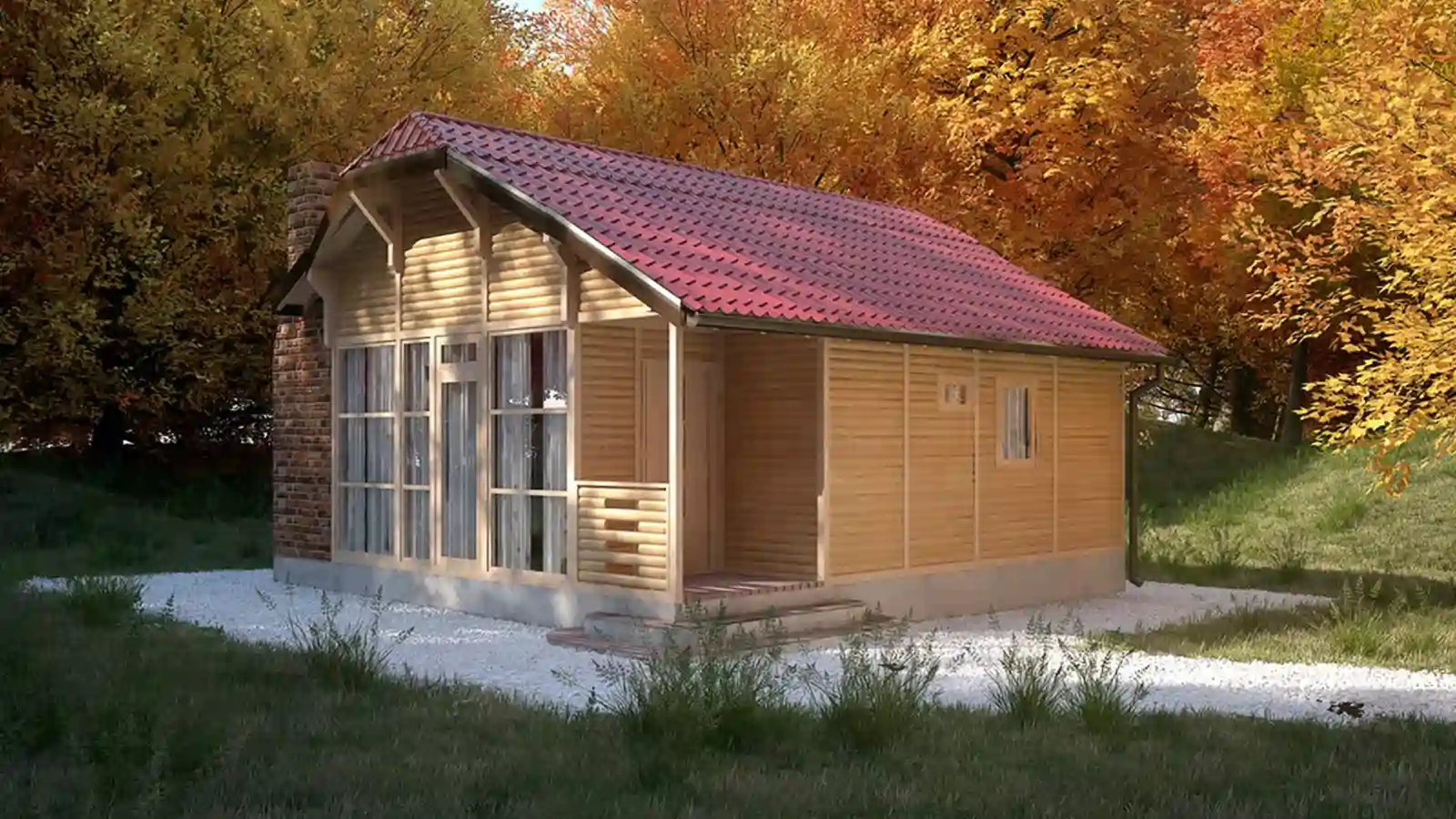 Bungalow prefabricado Lovac vista lateral
