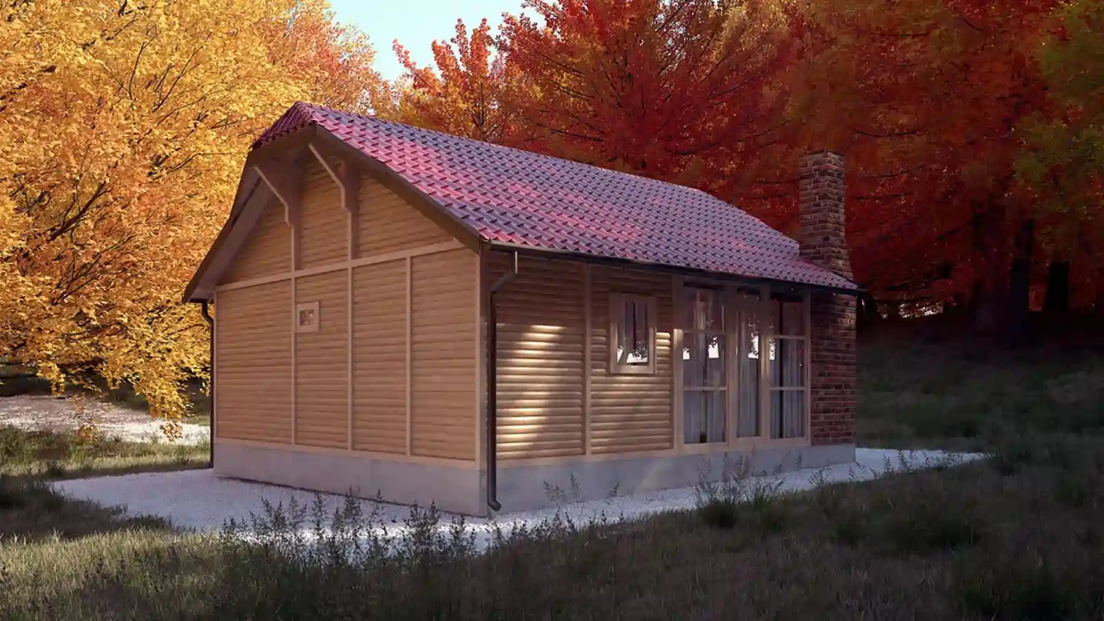 Bungalow prefabricado Lovac vista trasera