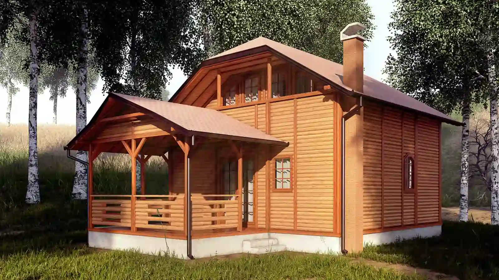 Bungalow prefabricado Madera vista lateral