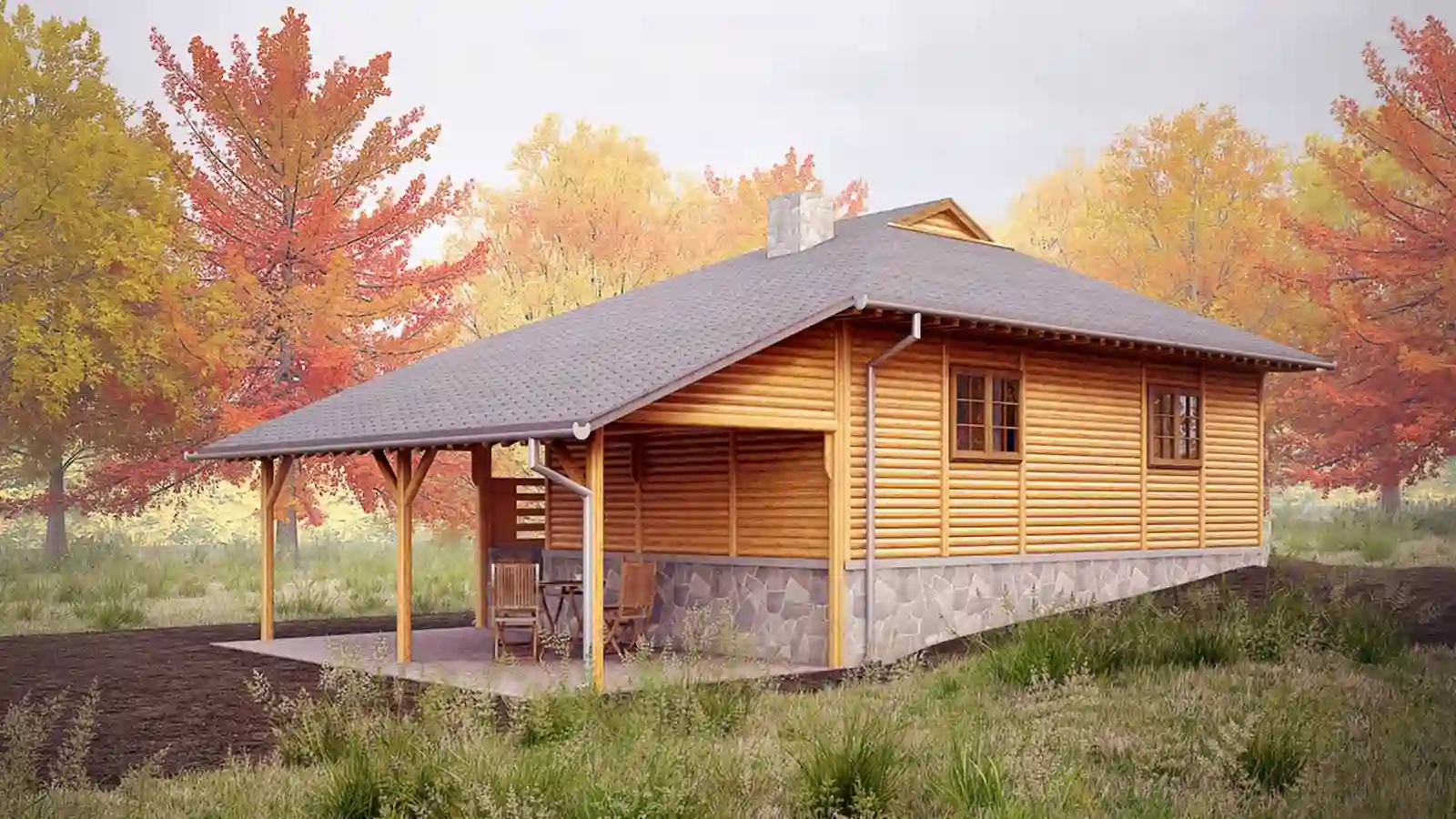 Bungalow prefabricado ŠKRINJA vista lateral