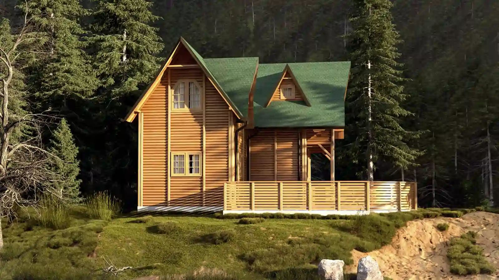 Bungalow prefabricado de madera Jezero detras