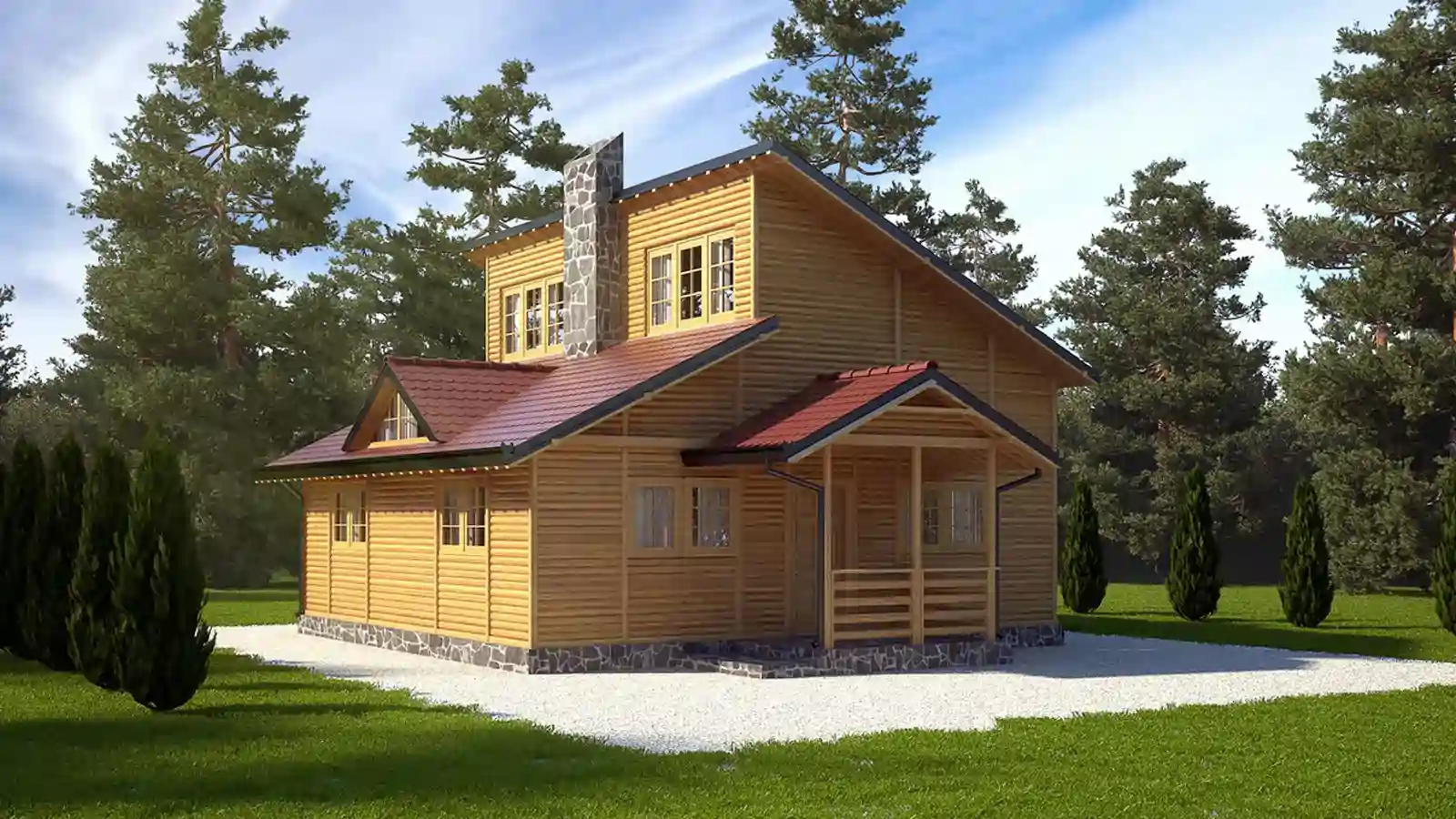 Bungalow prefabricado de madera Mostar vista trasera