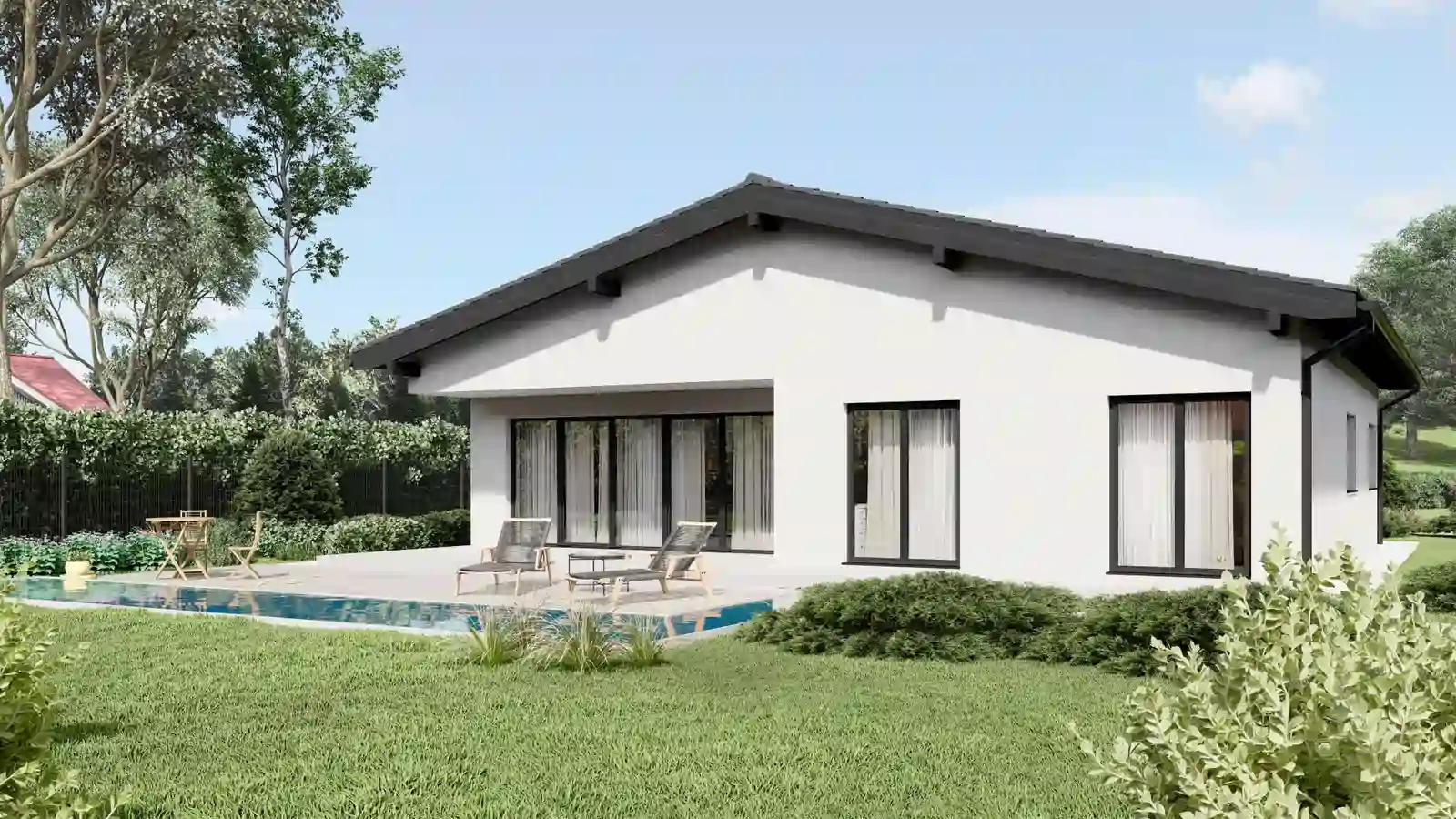 Casa modular Rulzheim techo 2 aguas lateral