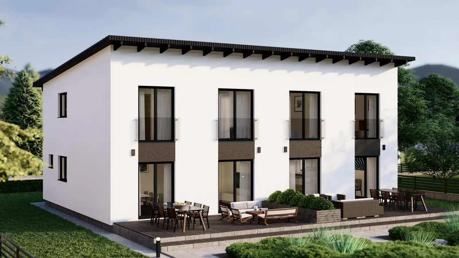 Casa modular adosada Hamara 1 techo inclinado