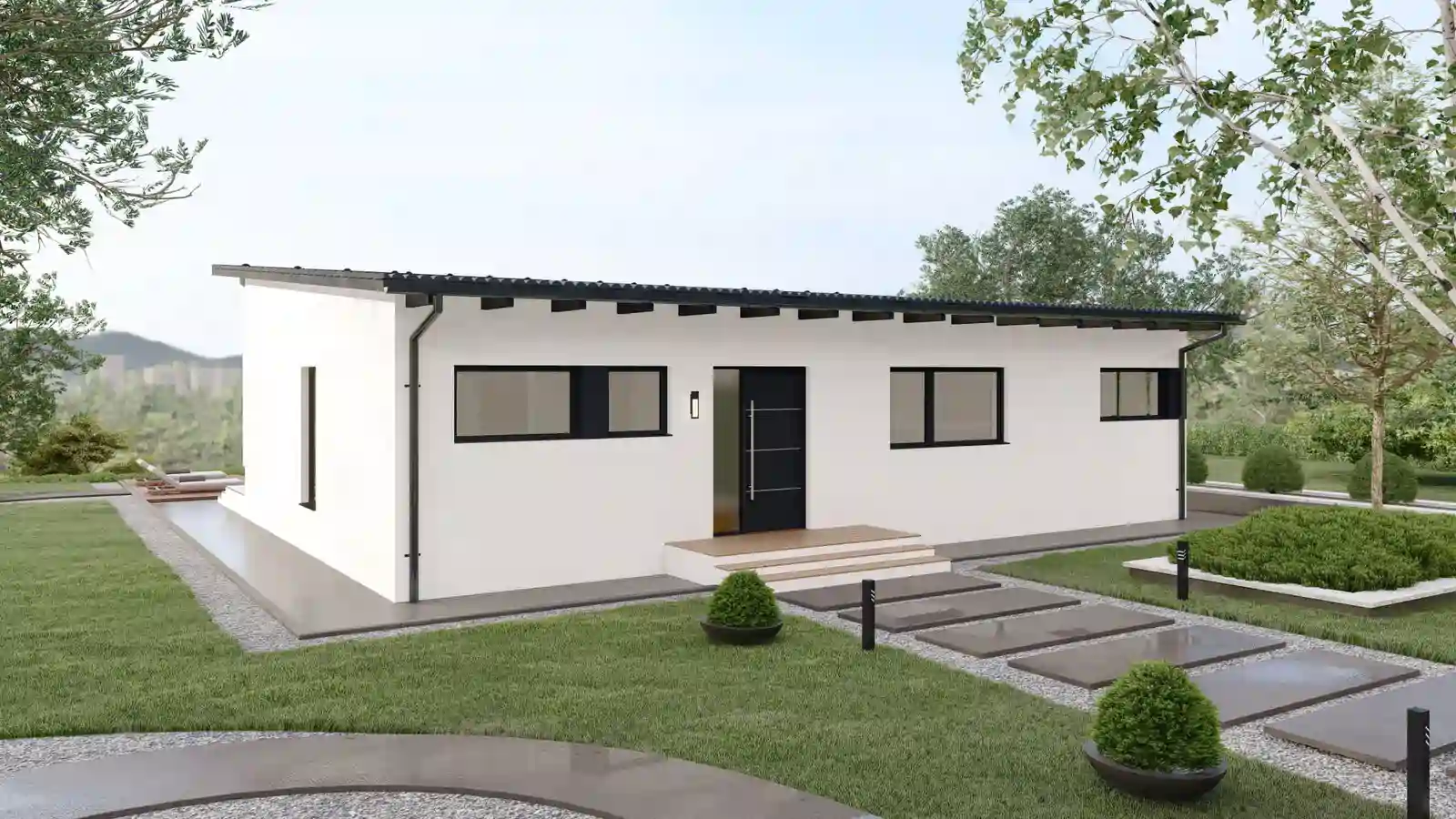 Casa prefabricada Bellevue Techo inclinado frontal