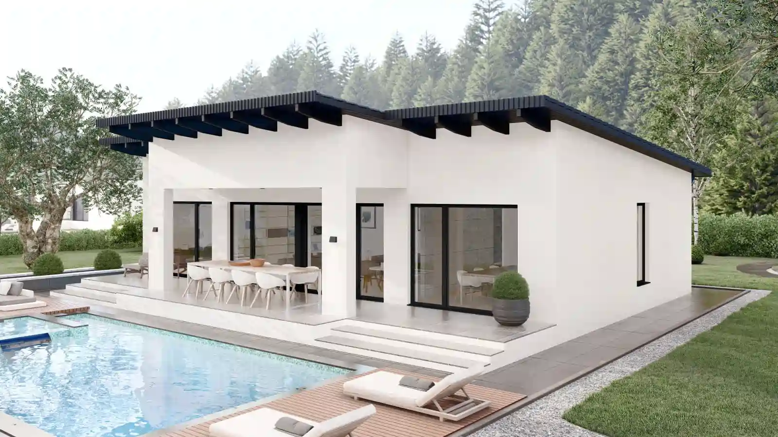 Casa prefabricada Bellevue vista posterior 1 agua