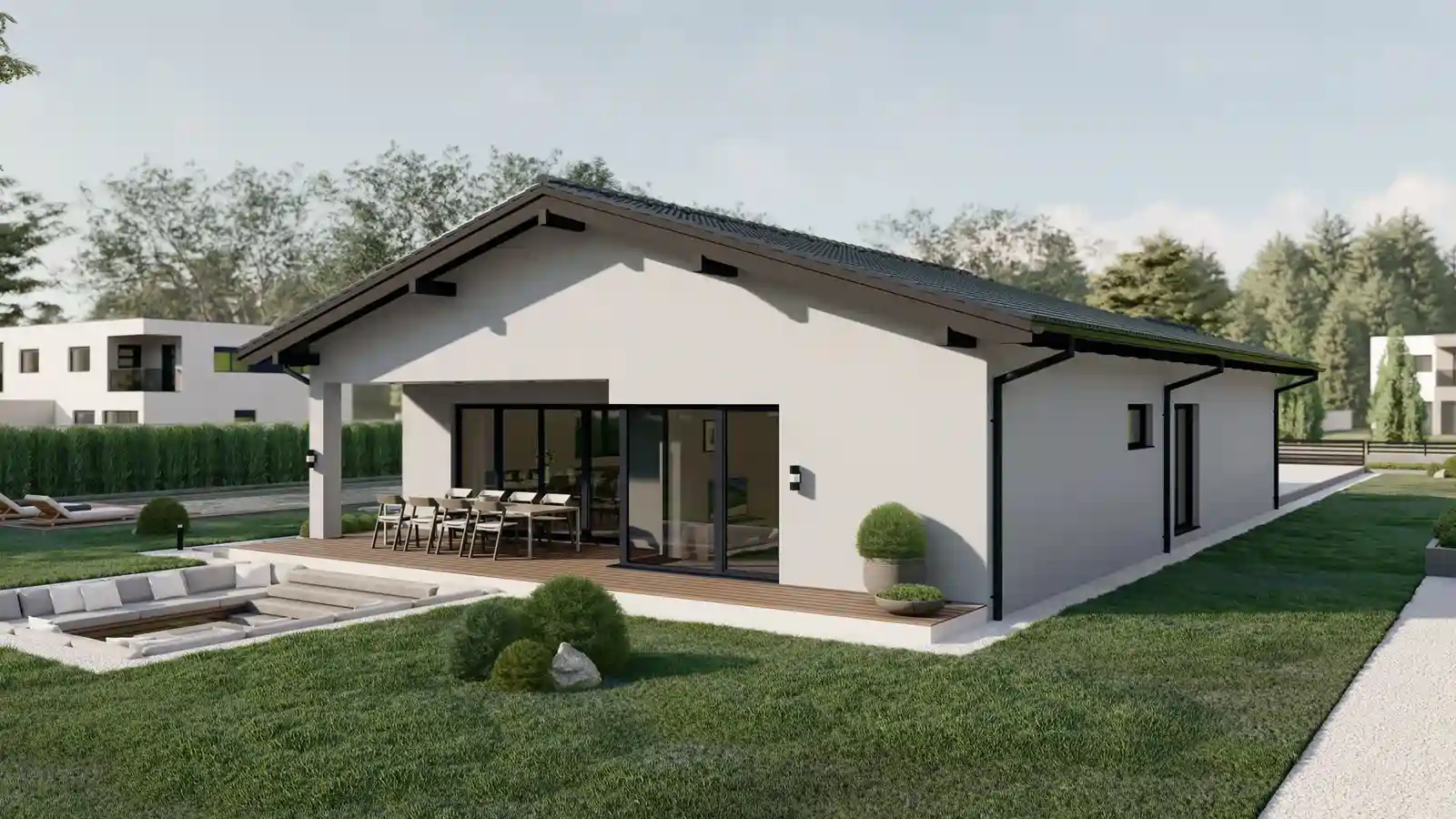 Casa prefabricada Luna techo 2 aguas posterior