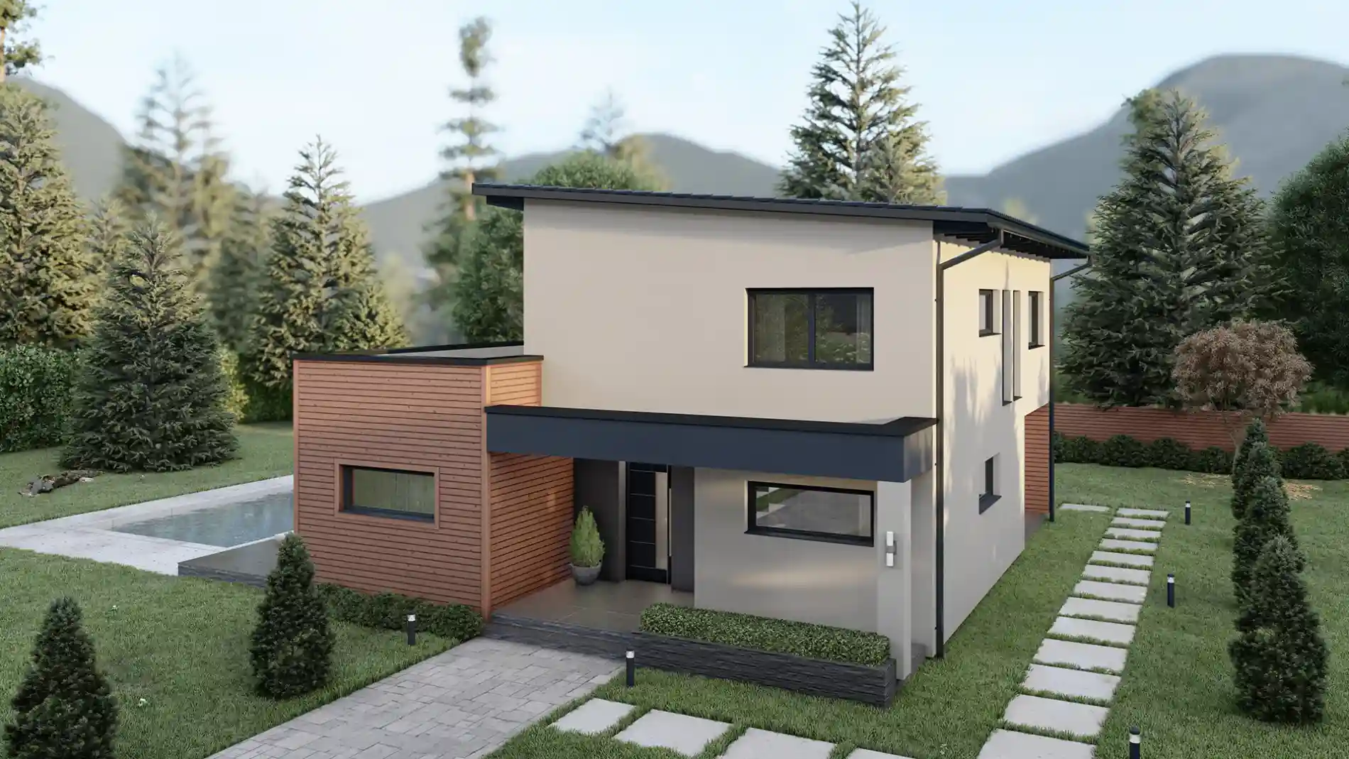Casa prefabricada Zevs 1 agua por delante