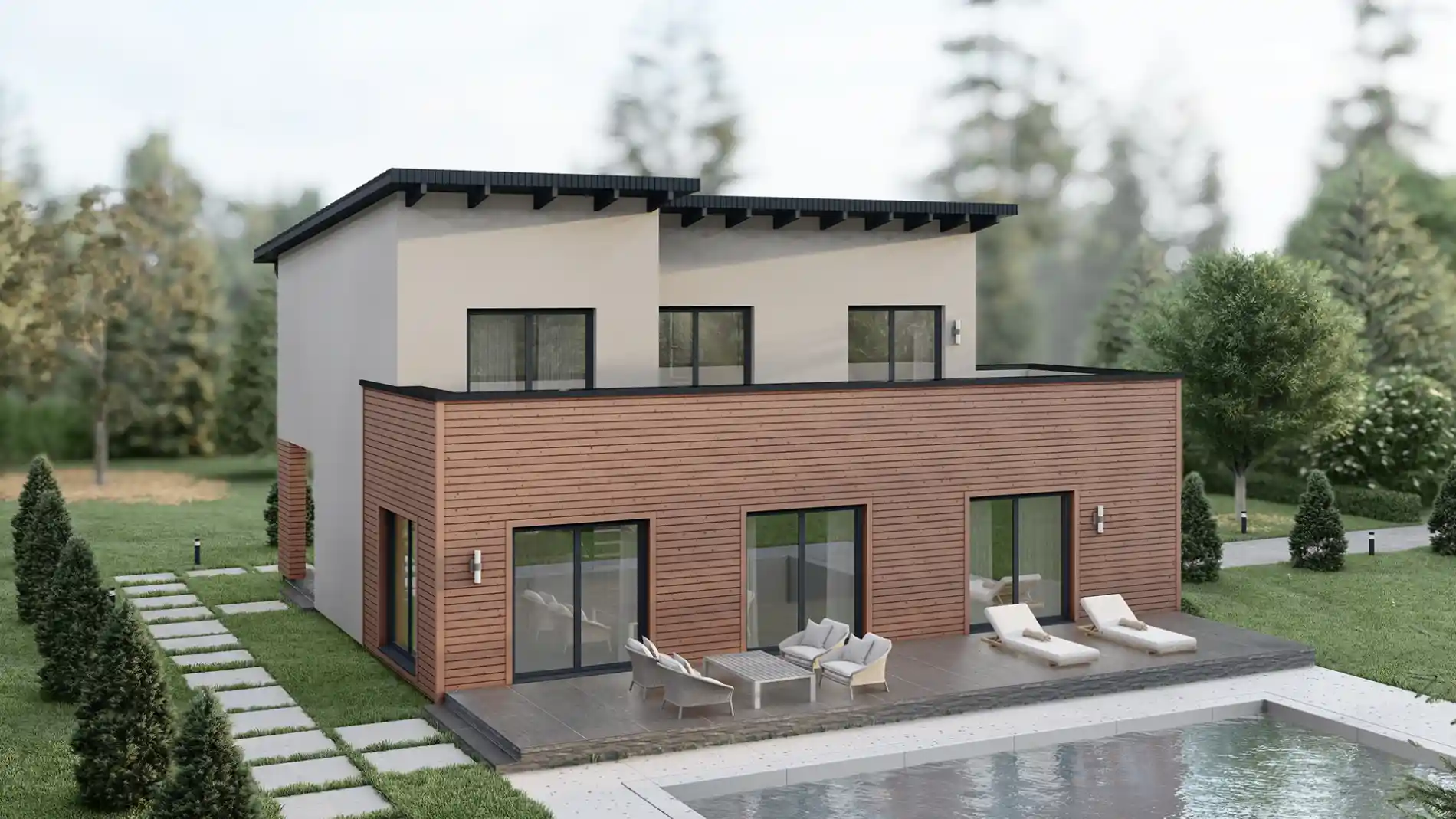 Casa prefabricada Zevs 1 agua por detras