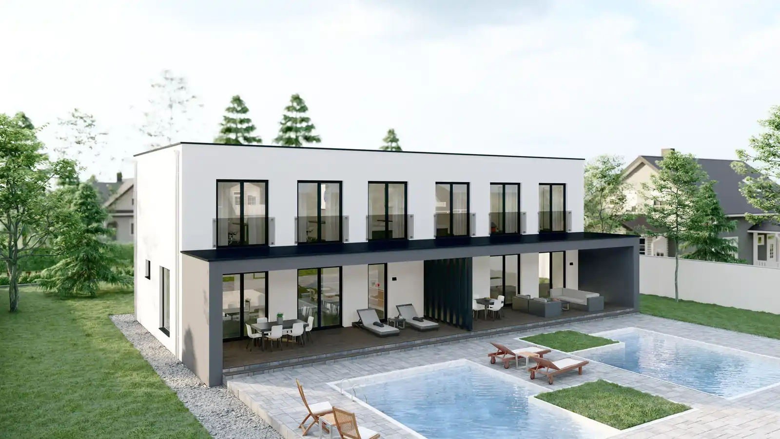 Casa prefabricada adosada Elanza detras