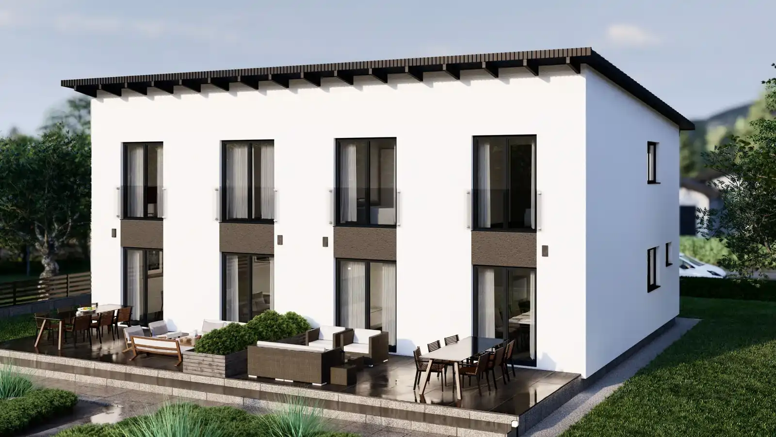 Casa prefabricada adosada Hamara 1 techo inclinado