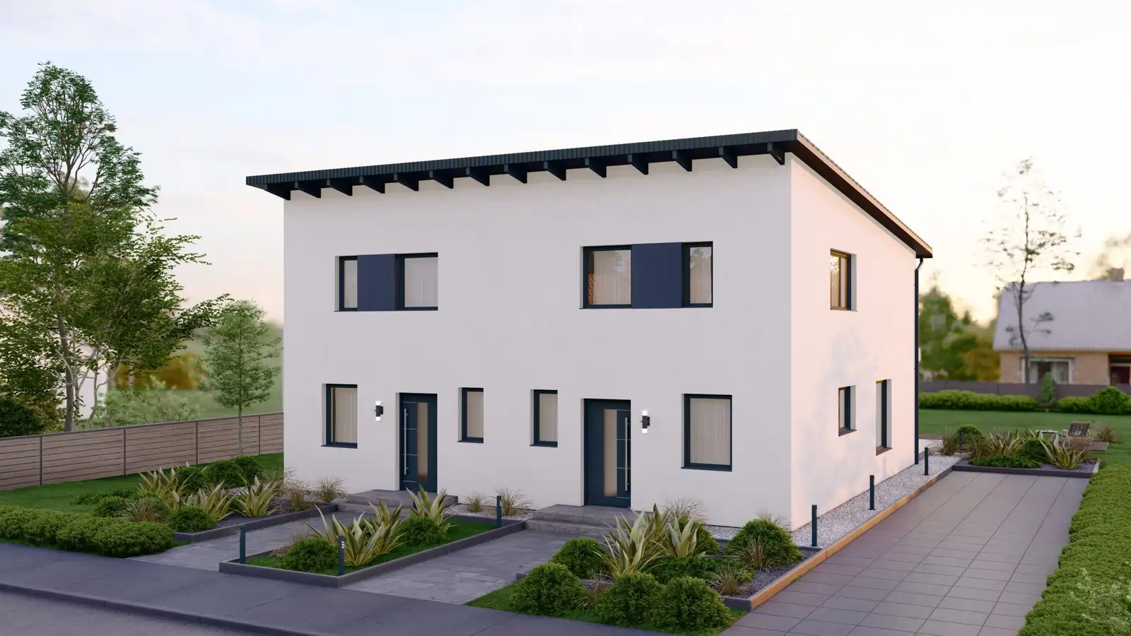 Casa prefabricada apolon parte delantera techo inclinado