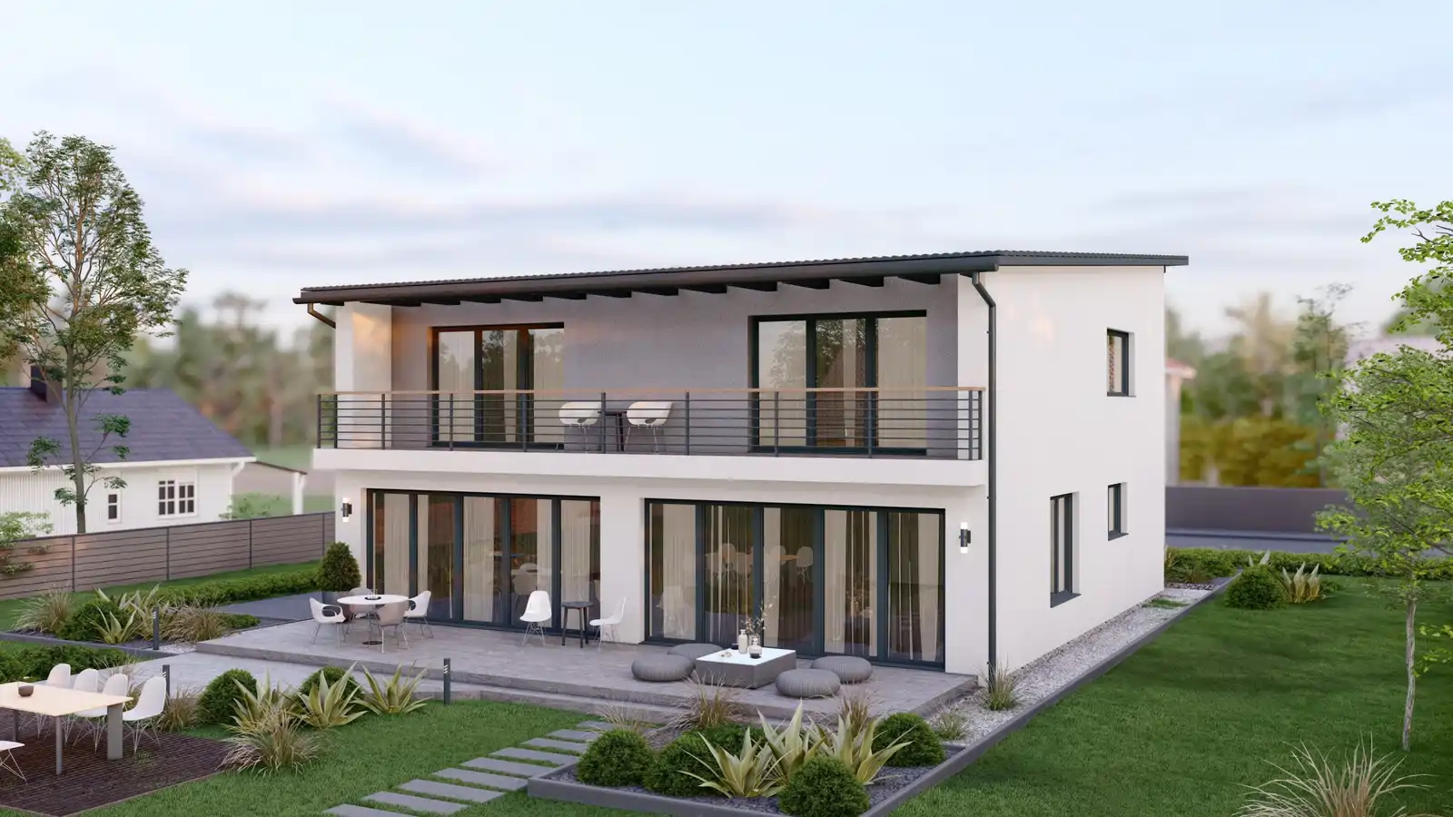 Casa prefabricada apolon parte trasera techo inclinado 2