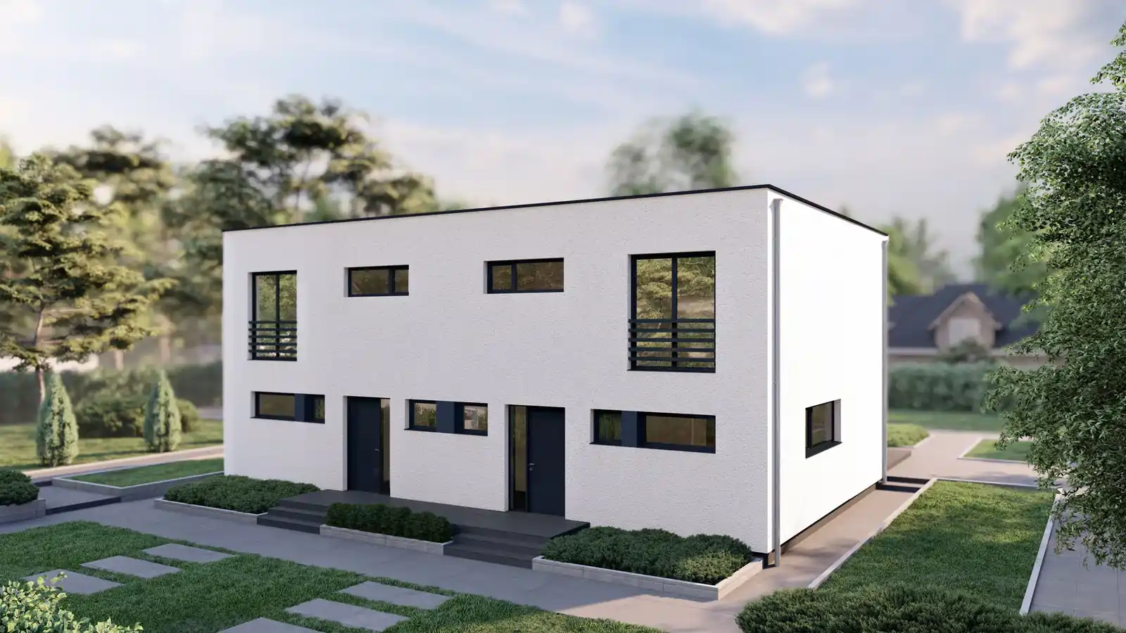 Fachada de casa DUA techo plano