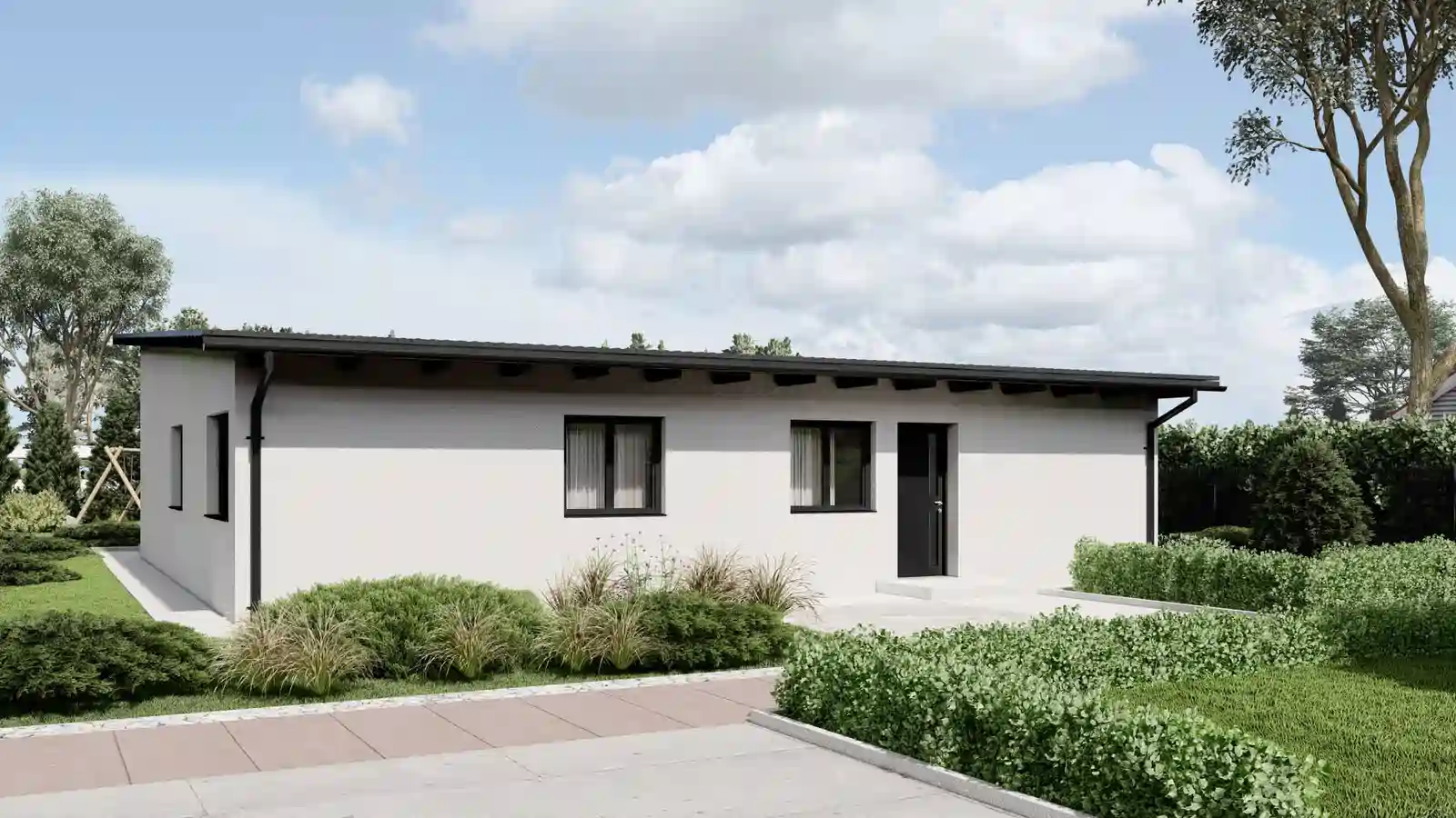 Vivienda prefabricada Rulzheim techo inclinado frontal
