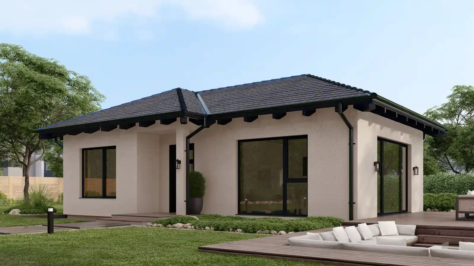 Vivienda prefabricada techo 4 aguas