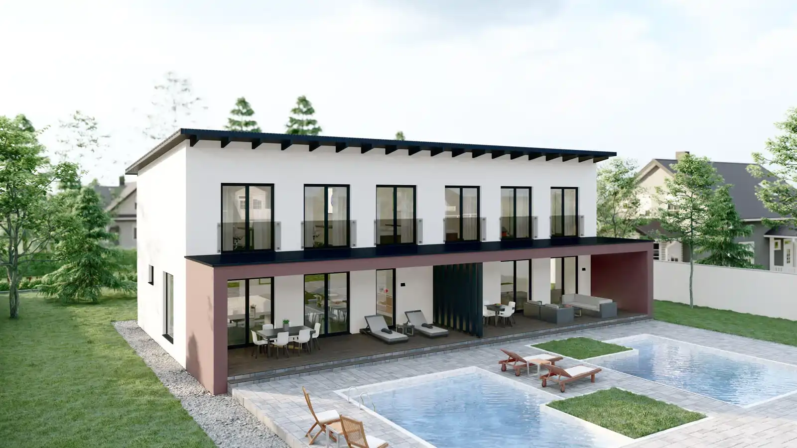 casa modular adosada Elanza 1 agua detras
