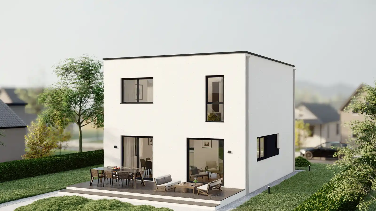 Casa prefabricada Hillside vista posterior
