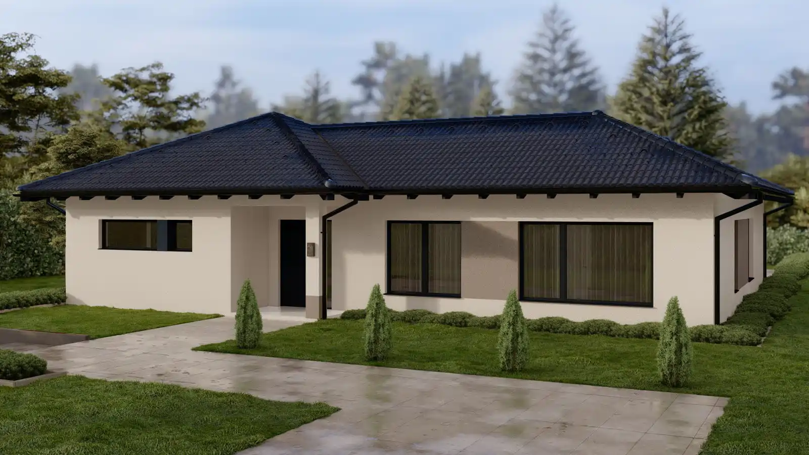 Casa prefabricada Lark 4 aguas vista frontal