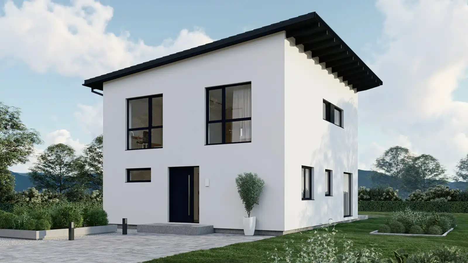Vivienda prefabricada 2 plantas vista frontal