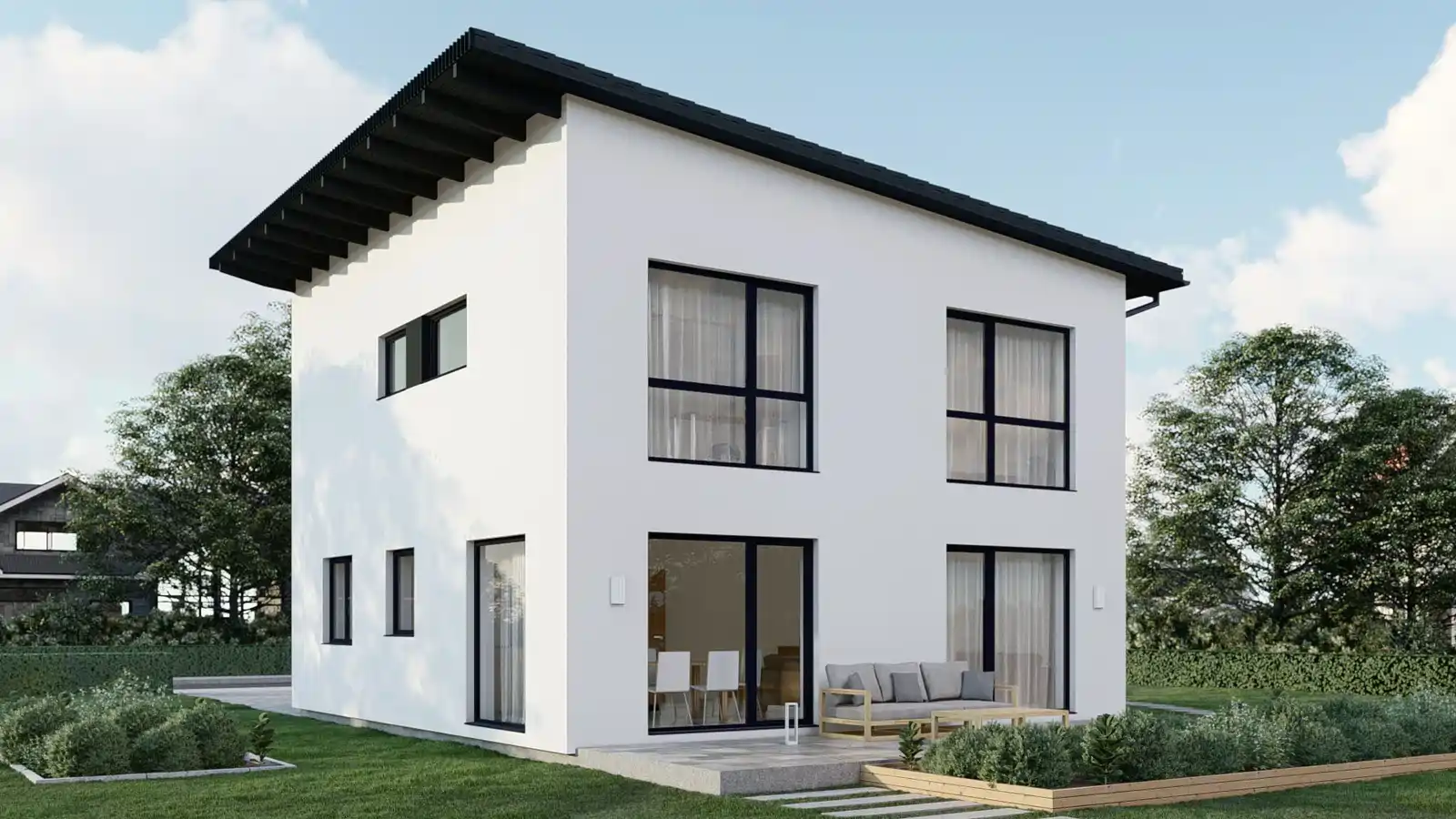Vivienda prefabricada 2 plantas vista lateral