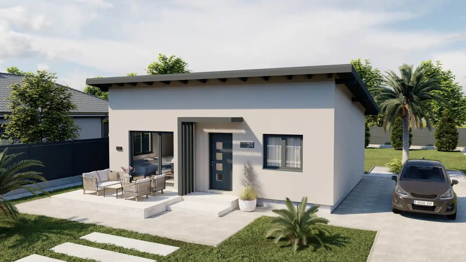 casa unifamiliar prefabricada LEA TECHO INCLINADO
