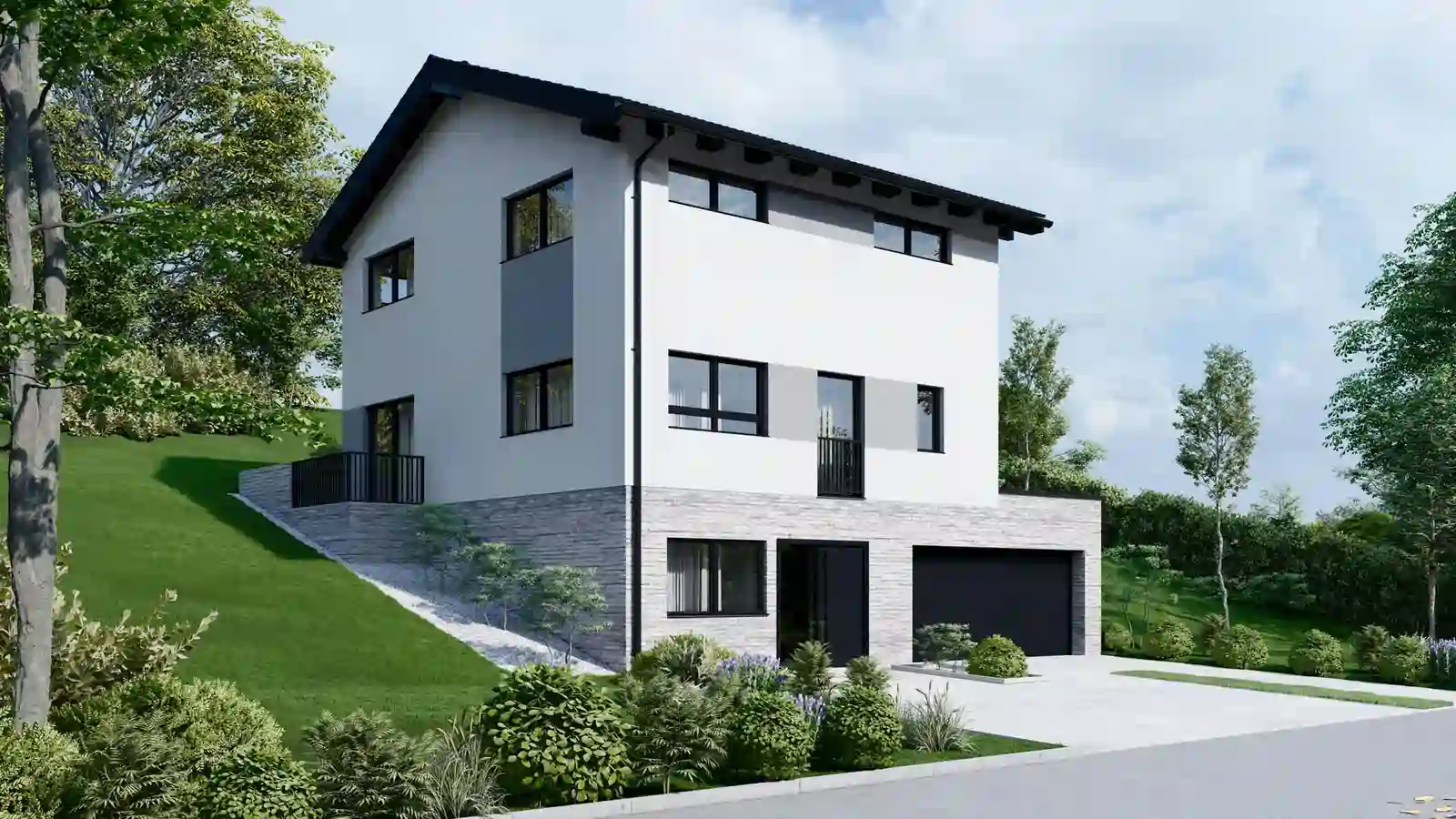 Casa modular Laurel vista frontal lateral
