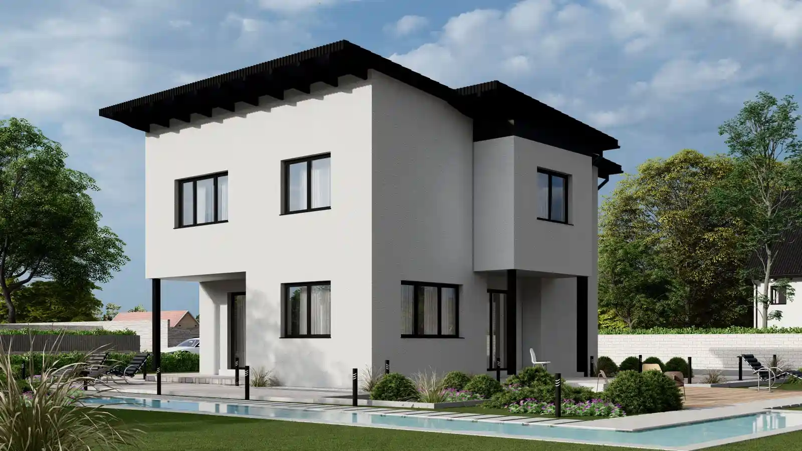 Casa prefabricada Unity vista posterior