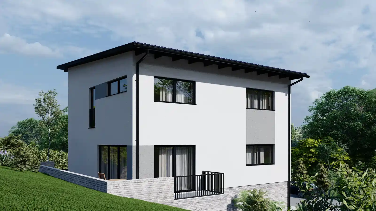 Casa modular Laurel de 2 pisos vista lateral