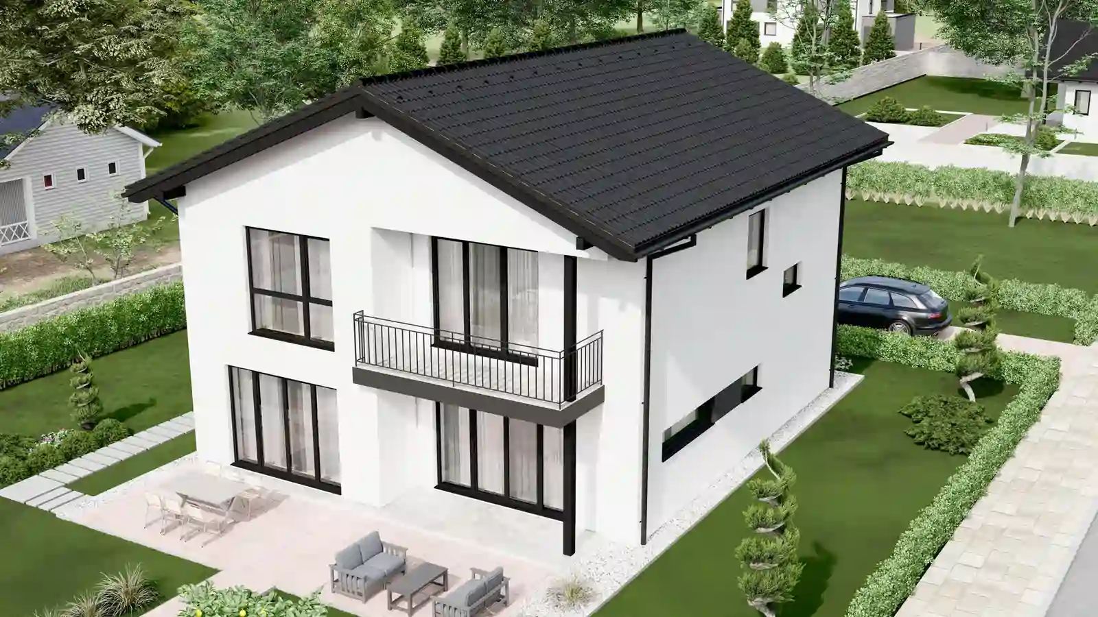 Vivienda prefabricada 2 plantas vista frontal