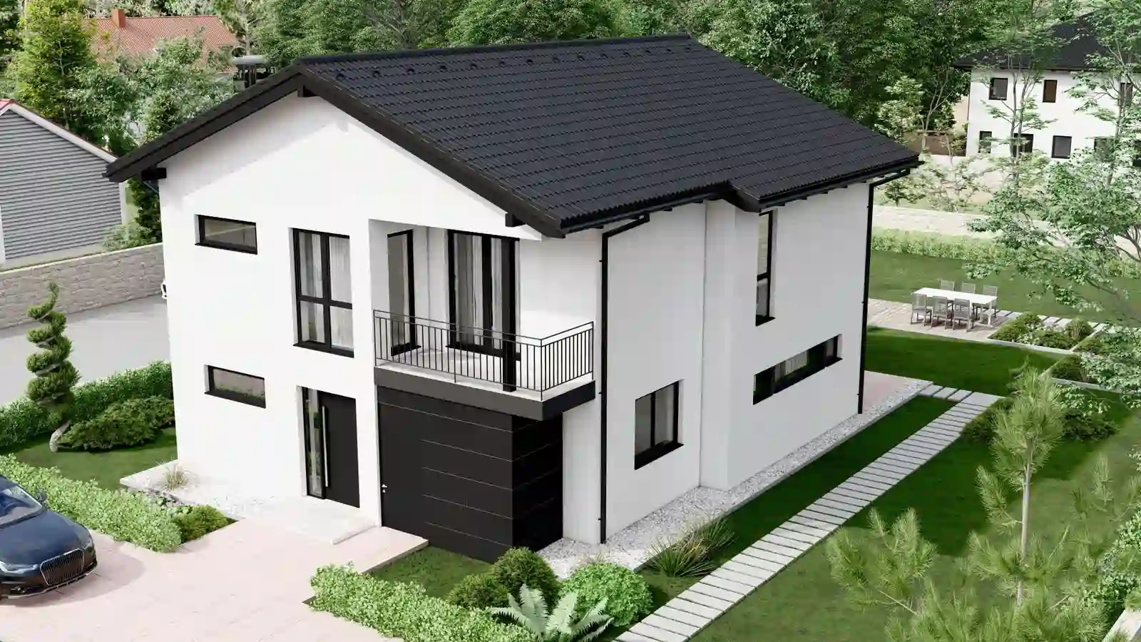 Vivienda prefabricada 2 plantas vista frontal