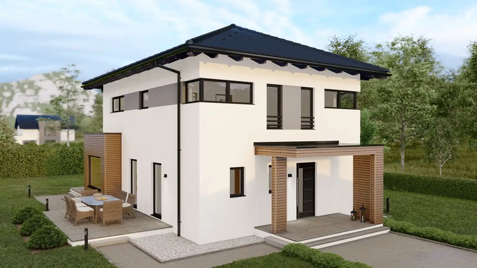 casa ecológica prefabricada Nora 2 pisos vista delantera