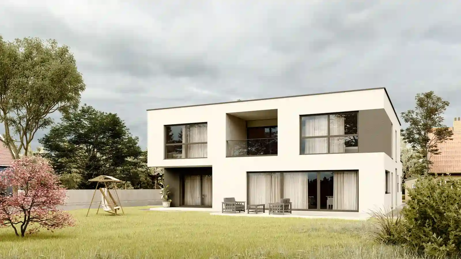 casa modular 2 pisos vista posterior