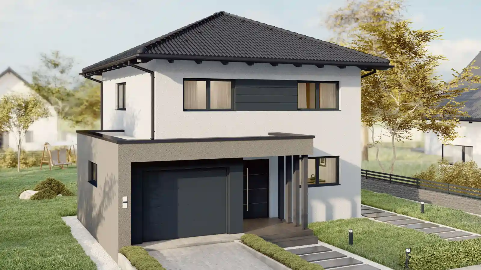 vivienda prefabricada vista delantera lateral