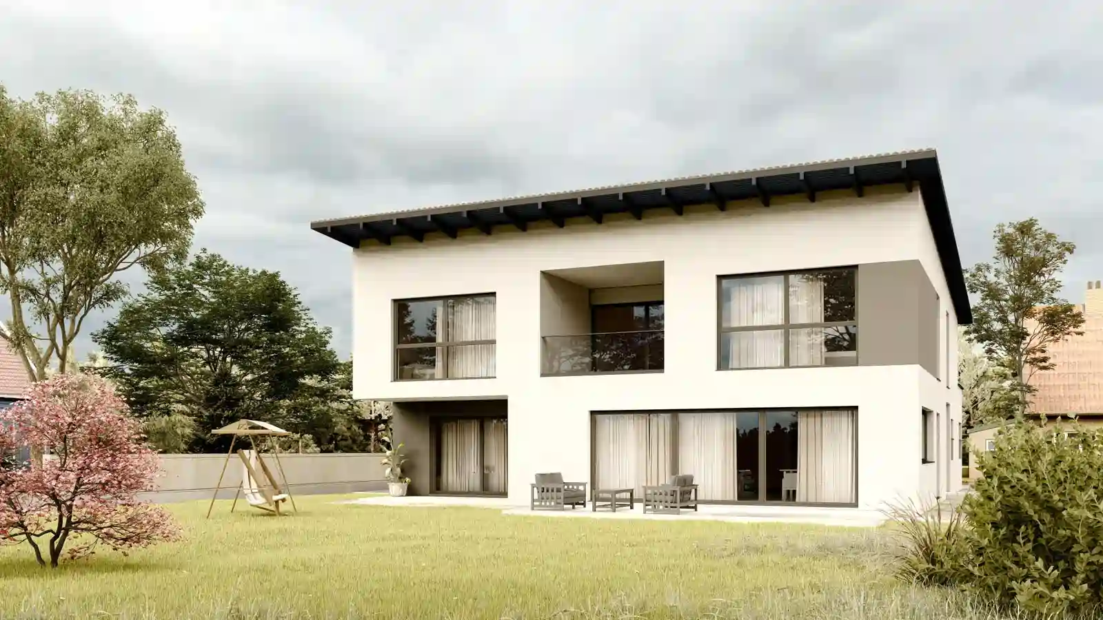 vivienda prefabricada vista posterior