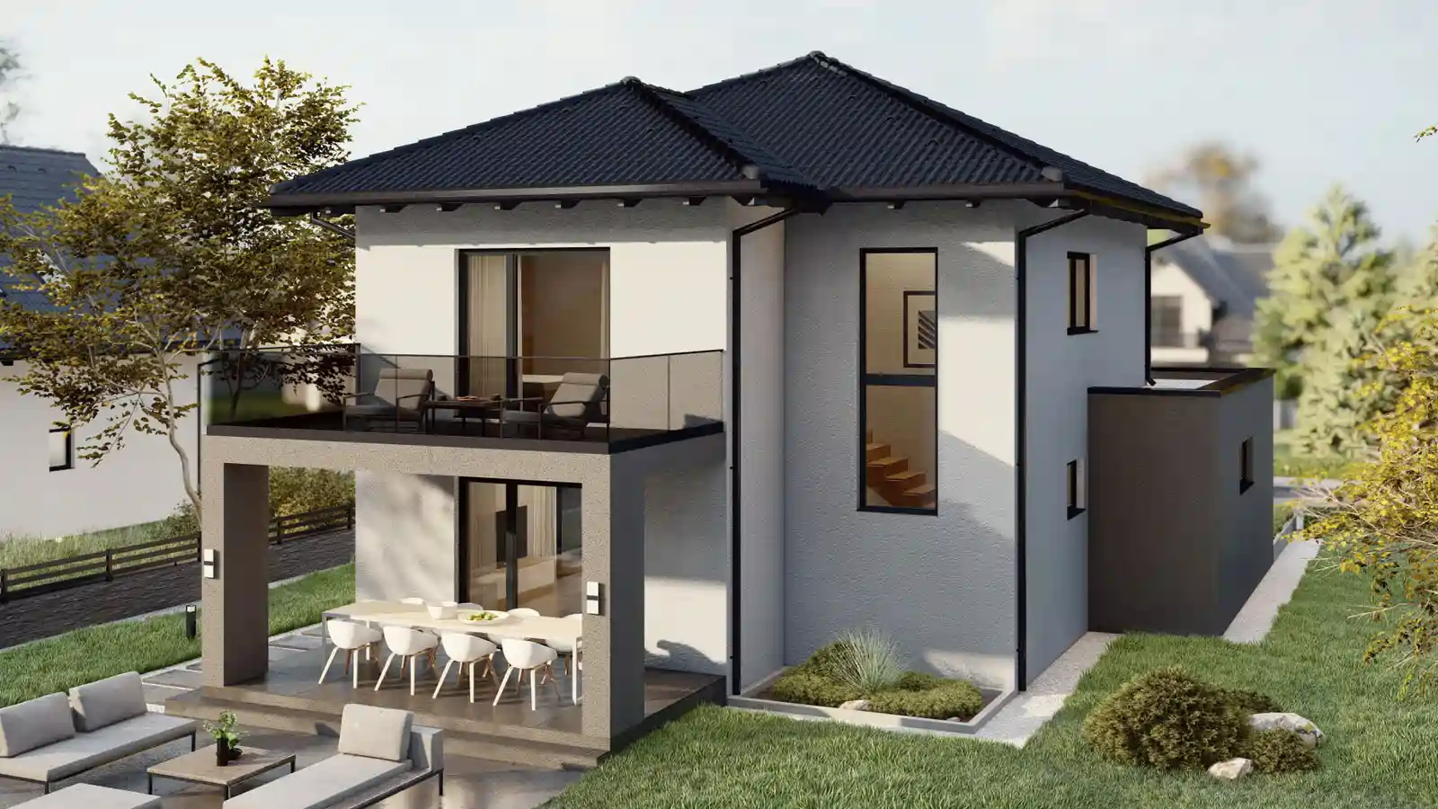 vivienda prefabricada vista posterior